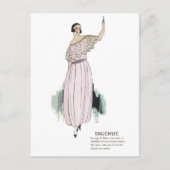 Pastel Pink Art Deco 1920s Mode Illustratie Po Briefkaart (Voorkant)