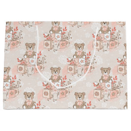 PASTEL PINK BABY BLOCKS TEDDY BEARS FLOWERS GROOT CADEAUZAKJE
