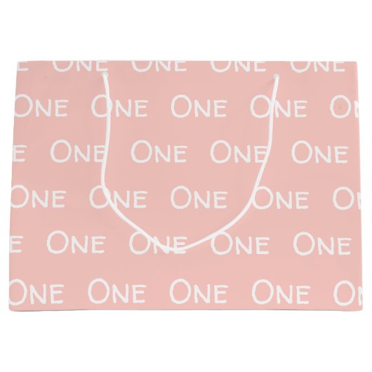 Pastel Pink Baby Girl Eerste verjaardag Groot Cadeauzakje (Voorkant)