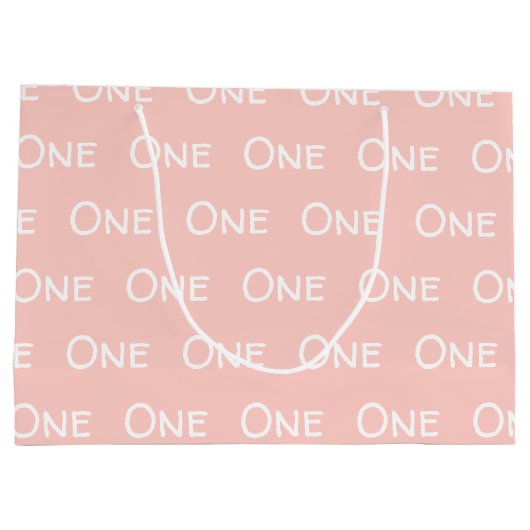 Pastel Pink Baby Girl Eerste verjaardag Groot Cadeauzakje (Achterkant)