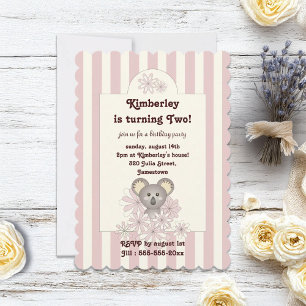 Pastel Pink Baby Koala Girl Birthday Kaart