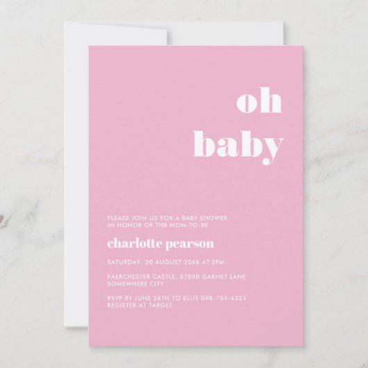 Pastel Pink Baby shower Uitnodiging (Voorkant)