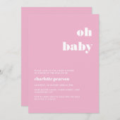 Pastel Pink Baby shower Uitnodiging (Voorkant / Achterkant)