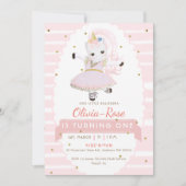 Pastel Pink Ballerina Unicorn Gold Girl Birthday Kaart (Voorkant)