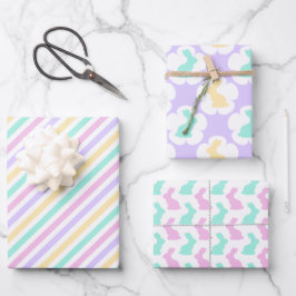 PASTEL PINK BLAUW PAARSE GROENE EENVOUDIGE BUNNEN INPAKPAPIER VEL