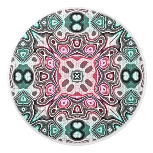 Pastel Pink Blauwgroen Blauw Groen Hip  Kunstmotif Keramische Knop (Voorkant)