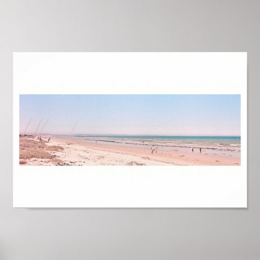 Pastel Pink Blue Beach Ocean Zee Walting Poster (Voorkant)