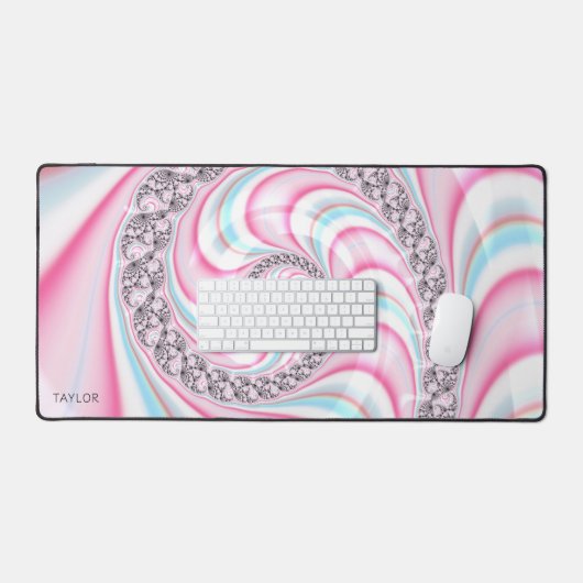 Pastel Pink Blue Candy Cane Spiral Fractal Bureaumat (Keyboard & Muis)