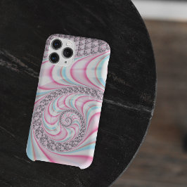Pastel Pink Blue Candy Cane Spiral Fractal Case-Mate iPhone Case