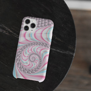 Pastel Pink Blue Candy Cane Spiral Fractal Case-Mate iPhone Case