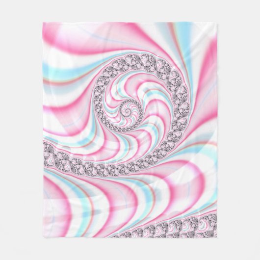 Pastel Pink Blue Candy Cane Spiral Fractal Fleece Deken (Voorkant)