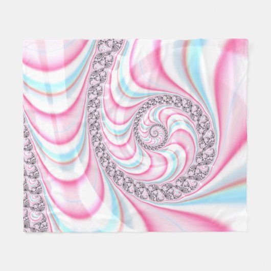 Pastel Pink Blue Candy Cane Spiral Fractal Fleece Deken (Voorkant (Horizontaal))