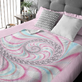 Pastel Pink Blue Candy Cane Spiral Fractal Fleece Deken