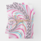 Pastel Pink Blue Candy Cane Spiral Fractal Inpakpapier Vel (In situ)
