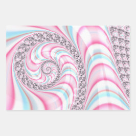 Pastel Pink Blue Candy Cane Spiral Fractal Inpakpapier Vel