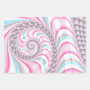 Pastel Pink Blue Candy Cane Spiral Fractal Inpakpapier Vel
