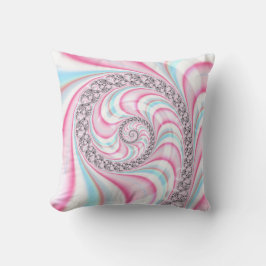 Pastel Pink Blue Candy Cane Spiral Fractal Kussen