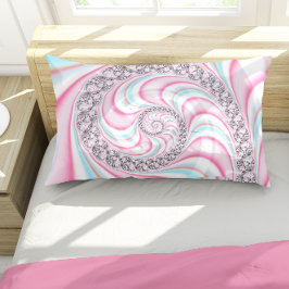 Pastel Pink Blue Candy Cane Spiral Fractal Kussensloop