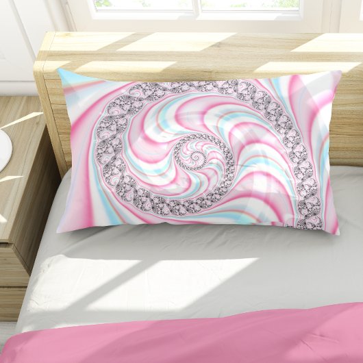 Pastel Pink Blue Candy Cane Spiral Fractal Kussensloop
