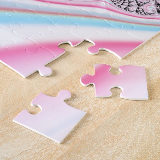 Pastel Pink Blue Candy Cane Spiral Fractal Legpuzzel (Zijkant)