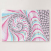Pastel Pink Blue Candy Cane Spiral Fractal Legpuzzel (Horizontaal)