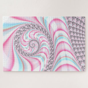 Pastel Pink Blue Candy Cane Spiral Fractal Legpuzzel