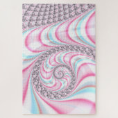 Pastel Pink Blue Candy Cane Spiral Fractal Legpuzzel (Verticaal)