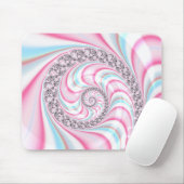 Pastel Pink Blue Candy Cane Spiral Fractal Muismat (Met muis)