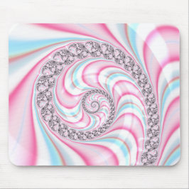 Pastel Pink Blue Candy Cane Spiral Fractal Muismat