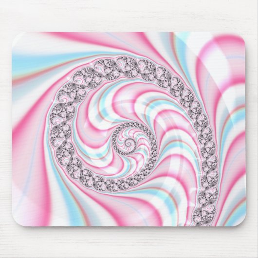Pastel Pink Blue Candy Cane Spiral Fractal Muismat (Voorkant)