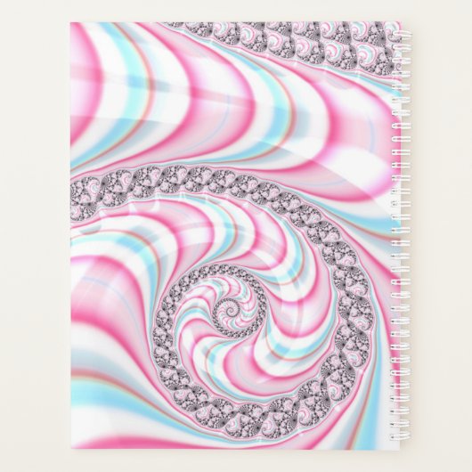 Pastel Pink Blue Candy Cane Spiral Fractal Planner (Achterkant)