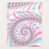 Pastel Pink Blue Candy Cane Spiral Fractal Planner (Voorkant)
