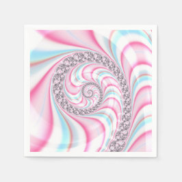 Pastel Pink Blue Candy Cane Spiral Fractal Servet