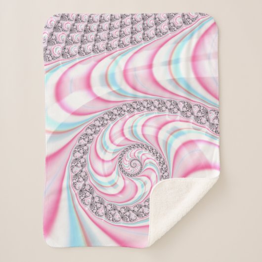 Pastel Pink Blue Candy Cane Spiral Fractal Sherpa Deken (Voorkant)