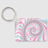 Pastel Pink Blue Candy Cane Spiral Fractal Sleutelhanger (Achterkant)