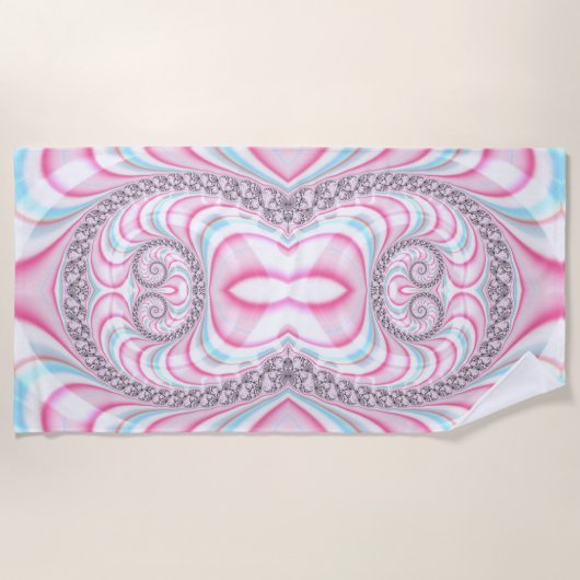 Pastel Pink Blue Candy Cane Spiral Fractal Strandlaken (Voorkant)