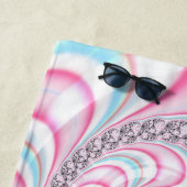 Pastel Pink Blue Candy Cane Spiral Fractal Strandlaken (In situ)