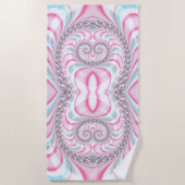 Pastel Pink Blue Candy Cane Spiral Fractal Strandlaken (Voorkant)
