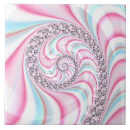 Pastel Pink Blue Candy Cane Spiral Fractal Tegeltje