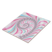 Pastel Pink Blue Candy Cane Spiral Fractal Tegeltje (Zijkant)