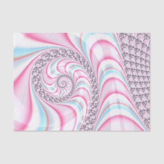 Pastel Pink Blue Candy Cane Spiral Fractal Tissuepapier (Voorkant)