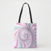 Pastel Pink Blue Candy Cane Spiral Fractal Tote Bag (Voorkant)
