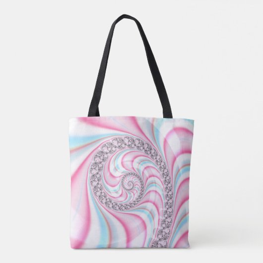 Pastel Pink Blue Candy Cane Spiral Fractal Tote Bag (Achterkant)