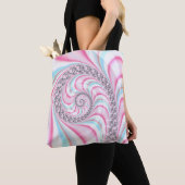 Pastel Pink Blue Candy Cane Spiral Fractal Tote Bag (Dichtbij)