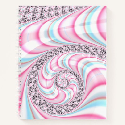 Pastel Pink Blue Candy Cane Spiral Fractal Wiskund Notitieboek (Voorkant)