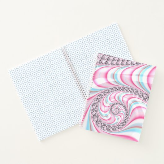 Pastel Pink Blue Candy Cane Spiral Fractal Wiskund Notitieboek (Binnen)