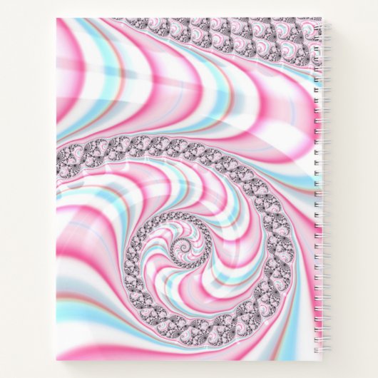 Pastel Pink Blue Candy Cane Spiral Fractal Wiskund Notitieboek (Achterkant)