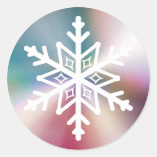 Pastel Pink Blue Colorful kerstsnowflake Ronde Sticker