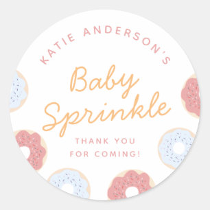 Pastel Pink Blue Donuts Baby Sprinkle Hartelijk da Ronde Sticker