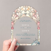 Pastel pink blue floral acrylic invitation acryl uitnodigingen (Insitu (Draagbaar))